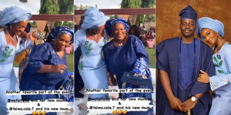 “As long her mom in law loves her, father-in-law should rest” – Video shows actress Wofai Fada and her mother-in-law dancing together on her wedding (Watch)