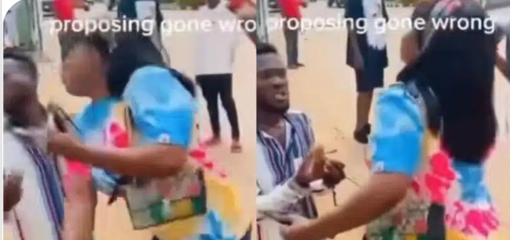 Watch moment man receives dirty slap from girlfriend during public proposal