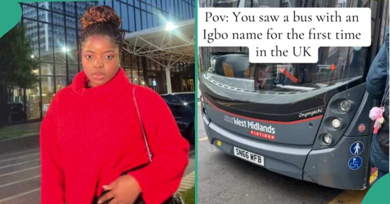 UK-based Nigerian woman shocked after spotting a luxurious bus in UK with Igbo name