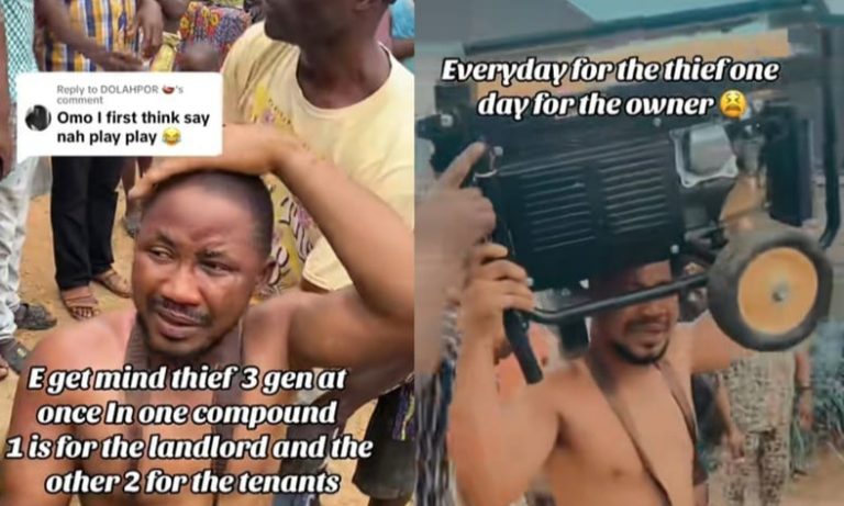 Nigerian man faces public humiliation for stealing 3 generators