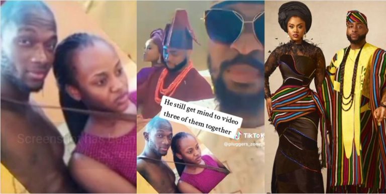 Massive reactions as Chioma Adeleke’s alleged ex attends her wedding with Davido, enjoys himself (Video)