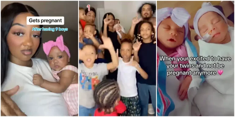 “That little girl got a whole army protecting her” – Mother of 9 boys over the moon as she finally welcomes baby girl