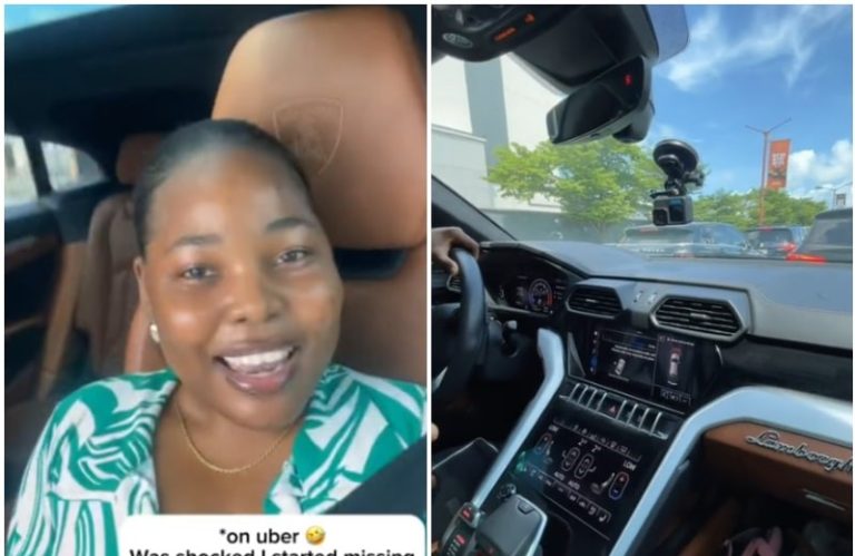 Lady in disbelief as Lamborghini Urus worth over N300m arrives to pick her up after she booked an Uber