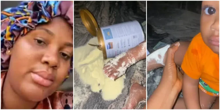 Woman laments as little son wastes N27,000 worth of milk