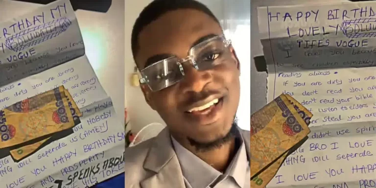 “I love you” – Nigerian man receives ₦500 and touching birthday letter from youngest sibling