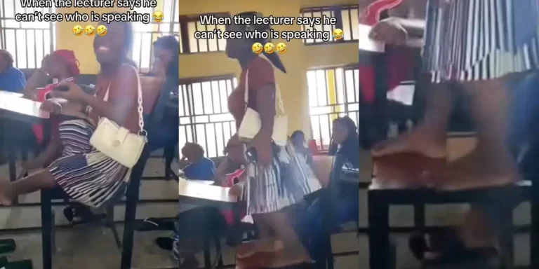 Nigerian student causes uproar by climbing chair to speak after lecturer says he can’t see her