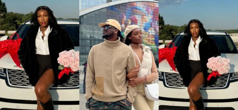 ”Use this baby to push the other baby very well” – Rudeboy tells his wife, Ivy Ifeoma as he gifts her brand new Range Rover