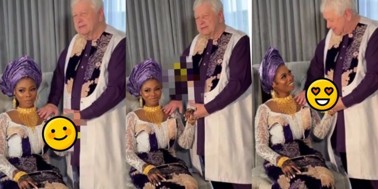 “Is better to cry in money!” – Reaction as lady ties the knot with her Caucasian lover