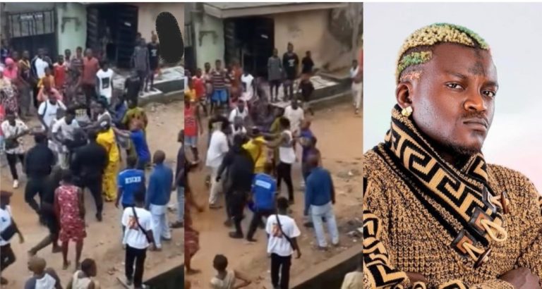 Drama as Portable causes commotion in Lagos as he fights dirty with bike man days after returning from America (Video)