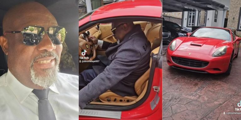 “We all go suffer am together” – Reactions as Senator Dino Melaye spotted on the road buying black market fuel inside his Ferrari (Watch)