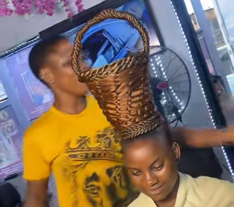 Nigerian lady’s unique basket hairstyle captivates social media