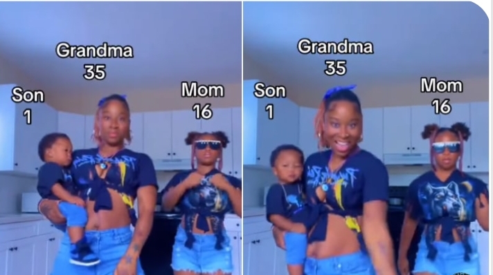 35-year-old grandmother flaunts her 16-year-old daughter who has a 1-year-old son (Video)