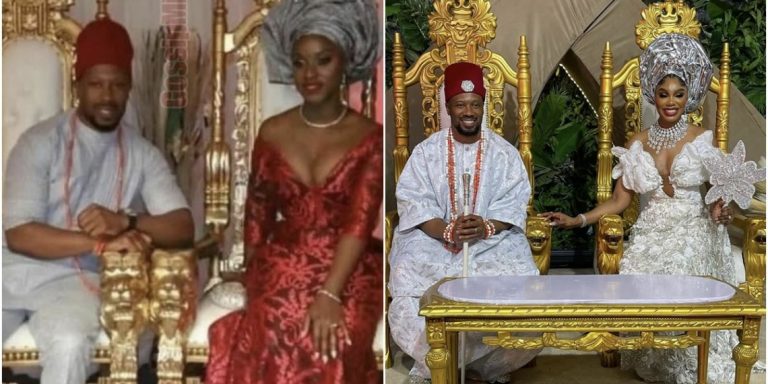 “He is even using similar chairs to marry them…” – Fans compares photos from Sharon Ooja’s husband two wedding