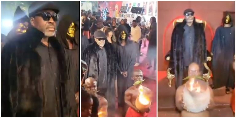 “He has embraced his calling” – Reactions as Kanayo Kanayo gives Pretty Mike a run for his money with his dramatic entrance to a movie premiere (Video)