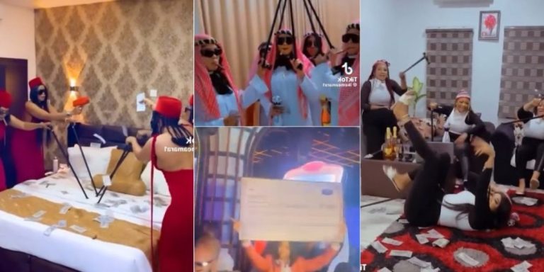 Video trends as Nigerian big girls make money rain in club as they show off their lavish lifestyle (Watch)