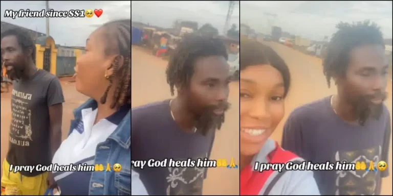 ”I pray God heals him” – Lady emotional as meets her old friend from SS1 who’s mentally challenged