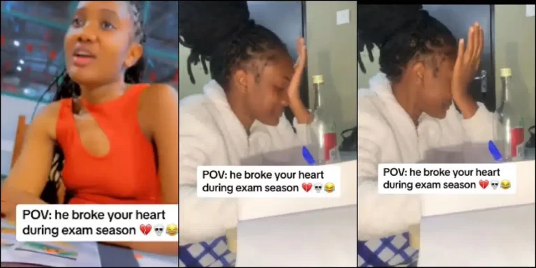 Lady cries bitterly while reading after boyfriend dumped her during exam