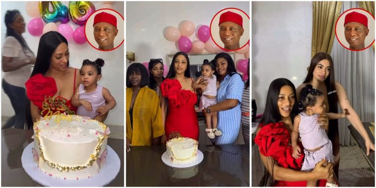 “He has a thing for light-skinned women” – Reactions trail video of Ned Nwoko’s fourth wife as she marks her 46th birthday without him (Watch)