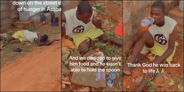 Good Samaritans rush to help man with food and water after he collapsed on the road due to hunger, gives him money (Video)