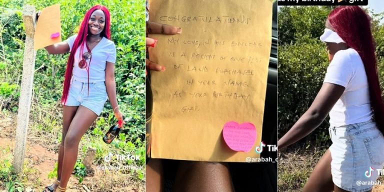 Social media users reacts as man buys a plot of land for girlfriend as birthday gift (Video)