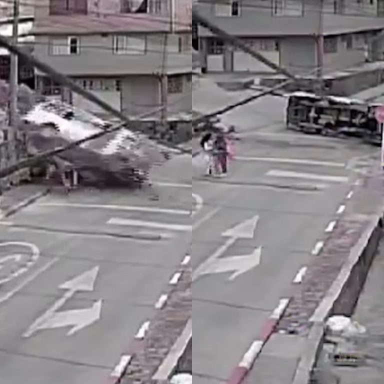 Dramatic moment two teenage schoolgirls escaped being crushed as out-of-control school bus flies over them (video)