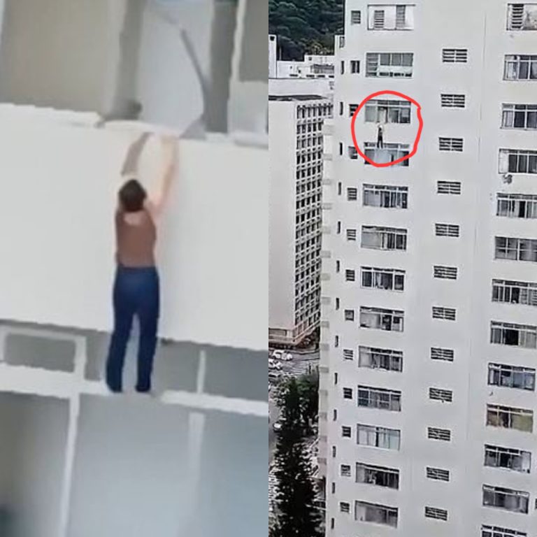 Cleaner left dangling from 16th-floor window after she slipped while cleaning (video)