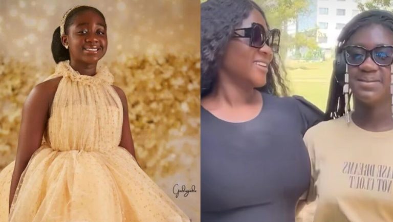 “My Pikin don tall reach me ooo” – Mercy Johnson brags about her daughter’s fast growth