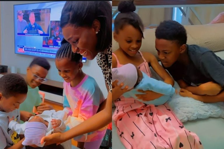 “Anita is a good woman, no doubt” – Praises ring for Anita Okoye as she and Paul Okoye’s children meet their new half-sibling