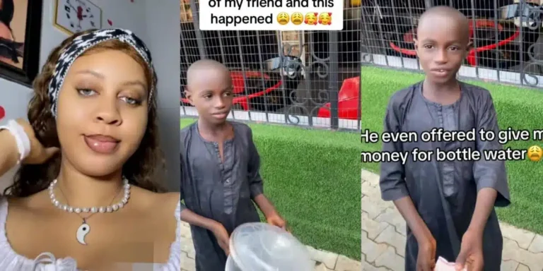 Nigerian lady gushes as little boy offers to buy her bottle water