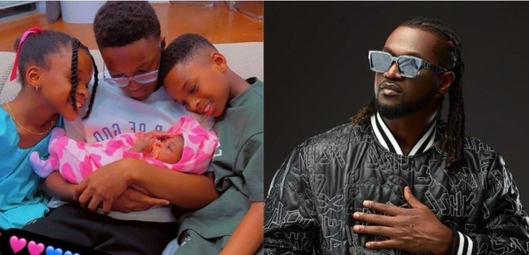 “One blessed family” – Paul Okoye counts his blessings as he shares adorable photo of his older kids and their new sibling