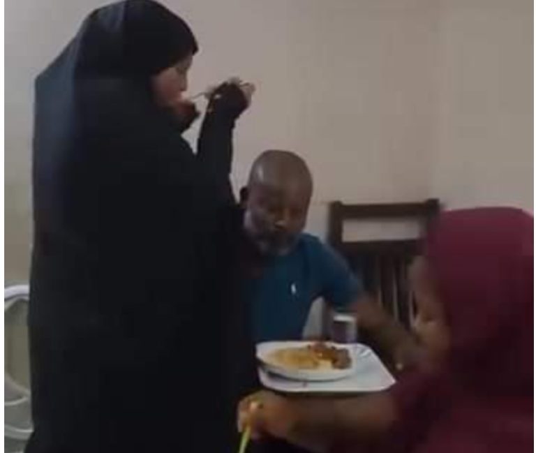 Kogi man shows off his two wives pampering and spoon-feeding him (video)