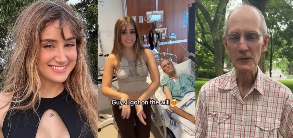 Model, 22, dances next to 85-year-old boyfriend’s hospital bed after being named in his will