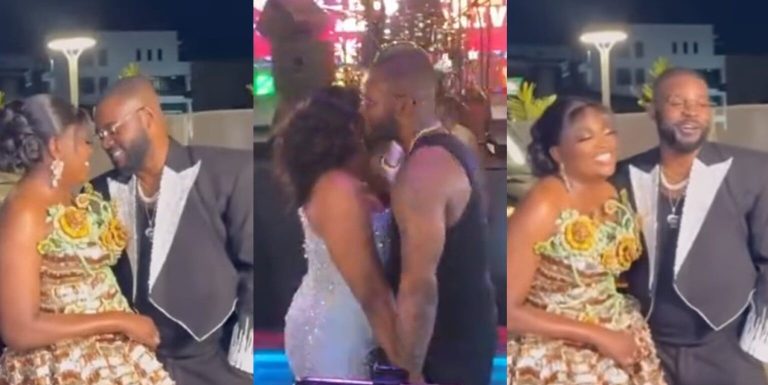 “Kiss, kiss, kiss” – D’banj and other crew members chant, urges Funke Akindele and Falz (Video)