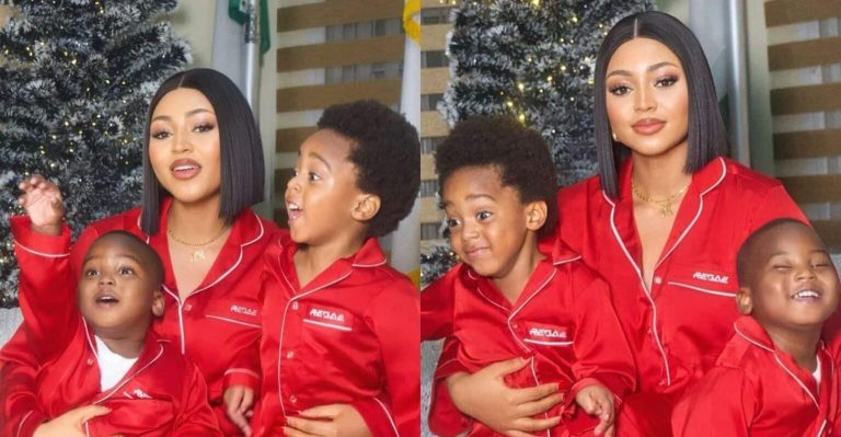 “I have everything I want and more, we should be grateful” – Regina Daniels writes as she shares adorable photos with her kids