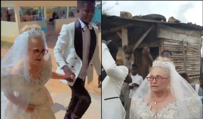 Caucasian woman flies from her country to Africa to marry her young lover (Video)