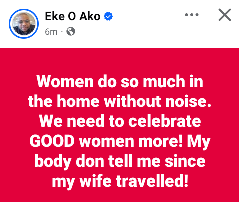 Women do so much in the home without noise – Nigerian father of four laments after his wife travelled