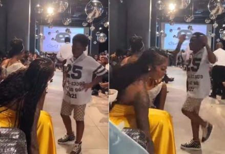 “Typical African mother” – Video shows moment Tiwa Savage removes her slippers to discipline son Jamil publicly at a recent event (Watch)