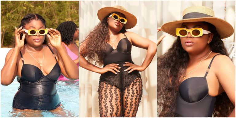 Massive reaction as Funke Akindele shows off her skin in sultry resort photos