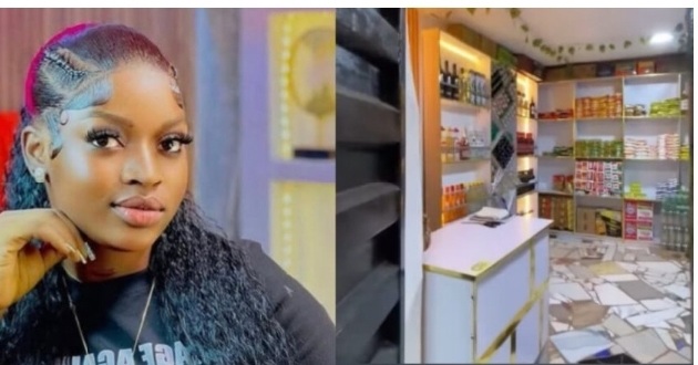 “Make sure there is good security” – Reactions  as Portable’s babymama, Honey Berry unveils her new store