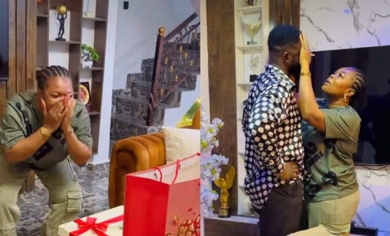 “I married the best husband in the whole world” – Ruby Ojiakor screams for joy as her husband surprises her (Video)