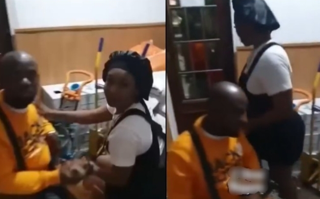 “You leave pikin for outside” – Drama as Nigerian man catches his wife with another man (Video)